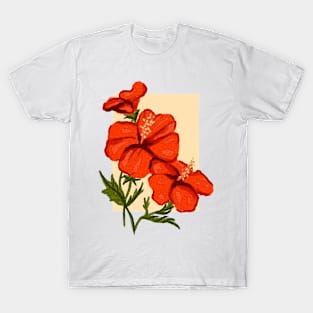 Hibiscus watercolor print T-Shirt